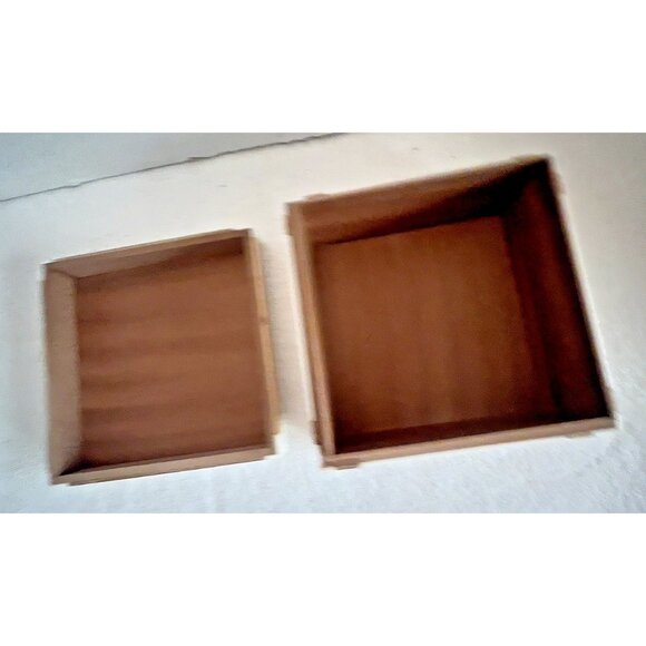 NEW Inlaid Acrylic & Wood Square Box 6" x 6" x 3"H White Natural Stripe - Picture 5 of 9